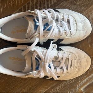 Adidas White and Black Shoes with Brown Soles